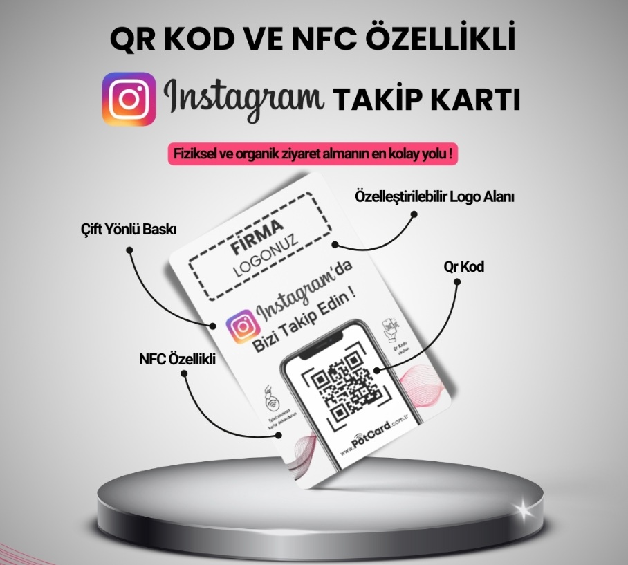 NFC ve QR Kodlu Instagram Takip Kartı Satın Al